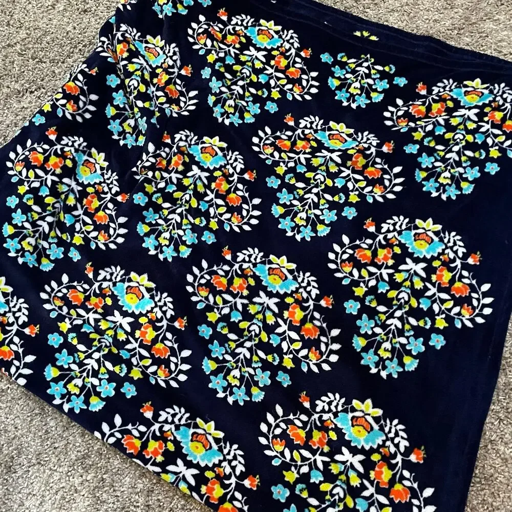 Vera Bradley Chandelier Floral Plush Throw Blanket 50x80 XL Fleece Blue Boho
